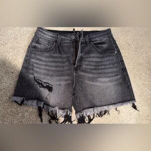 Risen Jeans Black High Rise Distressed Denim Shorts – Size M